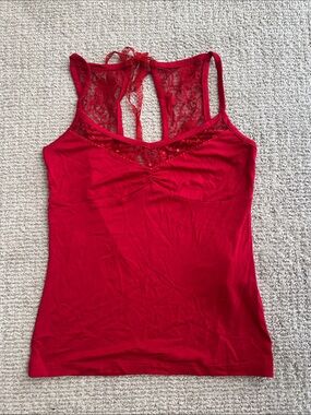 Vero Moda Red Lace-Back Camisole Tank